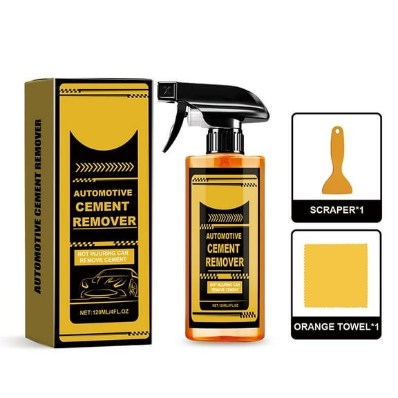 Cement Remover For Car Stain Cleaner Concrete Remove Dissolver Gentle Formula Paint Spray Liquid with Small Scraper Cleaning Towel