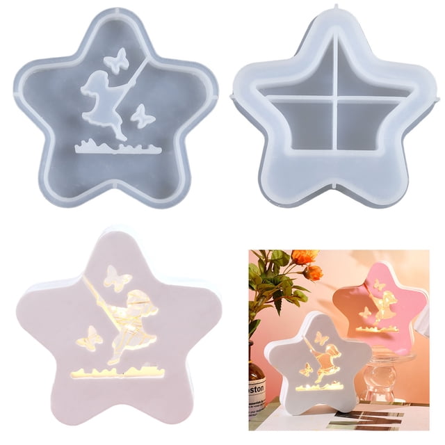 Fiudx Molde de Pegamento de Goteo, Diseño de Estrella Hueca Luminosa, Desmoldeo Suave y Fácil de Liberar, Adorno Decorativo para Habitación y Mesa, Manualidades Diy, Regalo Perfecto para Pascua y Fes