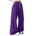 thumbnail image 3 of Womens Wide Leg Sweatpants Baggy Fall Lounge Sweat Pants Fleece Straight Leg Pants with Pockets and Drawstring Waist,Lightweight Soft Sweat Pants, Casual Gym Workout Pants, 3 of 8