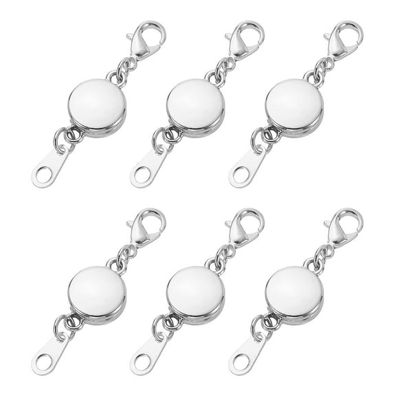 6Pcs Magnetic Necklace Clasp, Round Necklaces Extender Magnetic Clasps Bracelet Closures Suitable for Jewelry Necklace Bracelet Making, Silver