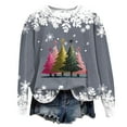 thumbnail image 6 of Towmus Womens Crewneck Long Sleeve Merry Christmas Graphic Sweatshirts Christmas Tree Bright Graphic Pullover Tops, 6 of 7