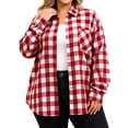 thumbnail image 2 of ClodeEU Women's Plus Size Plaid Button Down Shirt,Long Sleeve Collared Casual Oversized Shacket ,Women's L-XXXXXL, 2 of 5