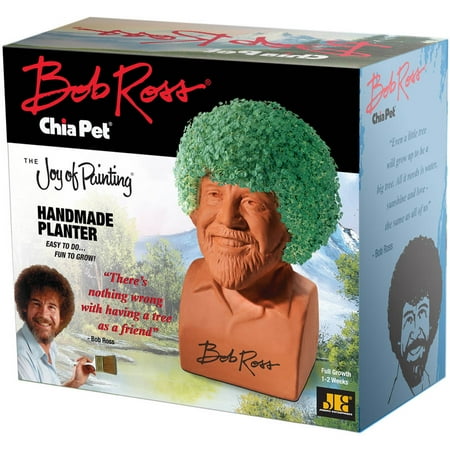 Chia Pet Bob Ross The Joy of Painting, Handmade Decorative Pottery Planter, Easy to Do and Fun to Grow, Novelty Gift As Seen on