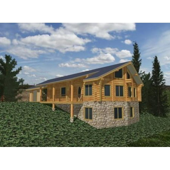 001-1023: Cabin Log 3 Bed, 2 Bath Luxury Home Plan, 1785 Sq Ft: Full Blueprints with License to Build by Home Plan Marketplace - Lesuto