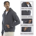 thumbnail image 4 of Champion Men's Powerblend Full-Zip Hooded Sweatshirt, 50/25/25 Cotton//Recycled Polyester Winter Fleece Jackets (Navy, 2XL), 4 of 8