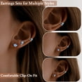 thumbnail image 3 of Beautlace 3 Pairs 925 Sterling Silver Cross Birthstone Earrings Set for Women, Flower Studs and Ear Cuffs Jewelry Set Birthday Christmas Anniversary Gift for Her, 3 of 13