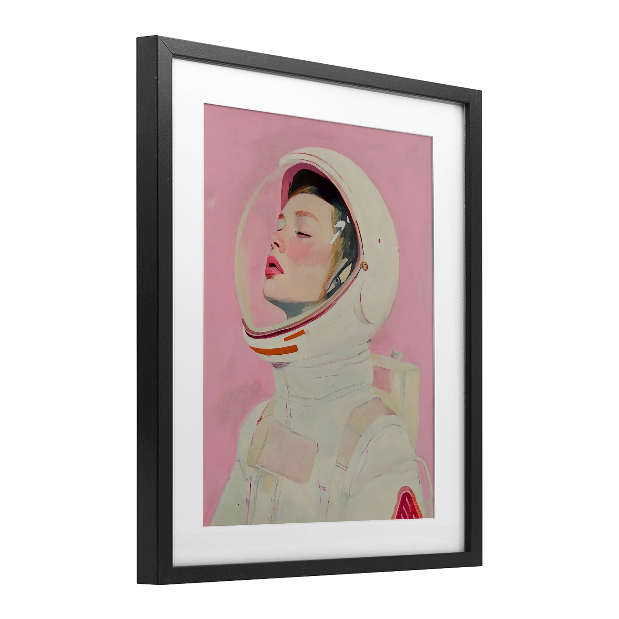 Stupell Industries Pink Astronaut Girl Black Framed Print Under Glass, design by The Prints Vibe