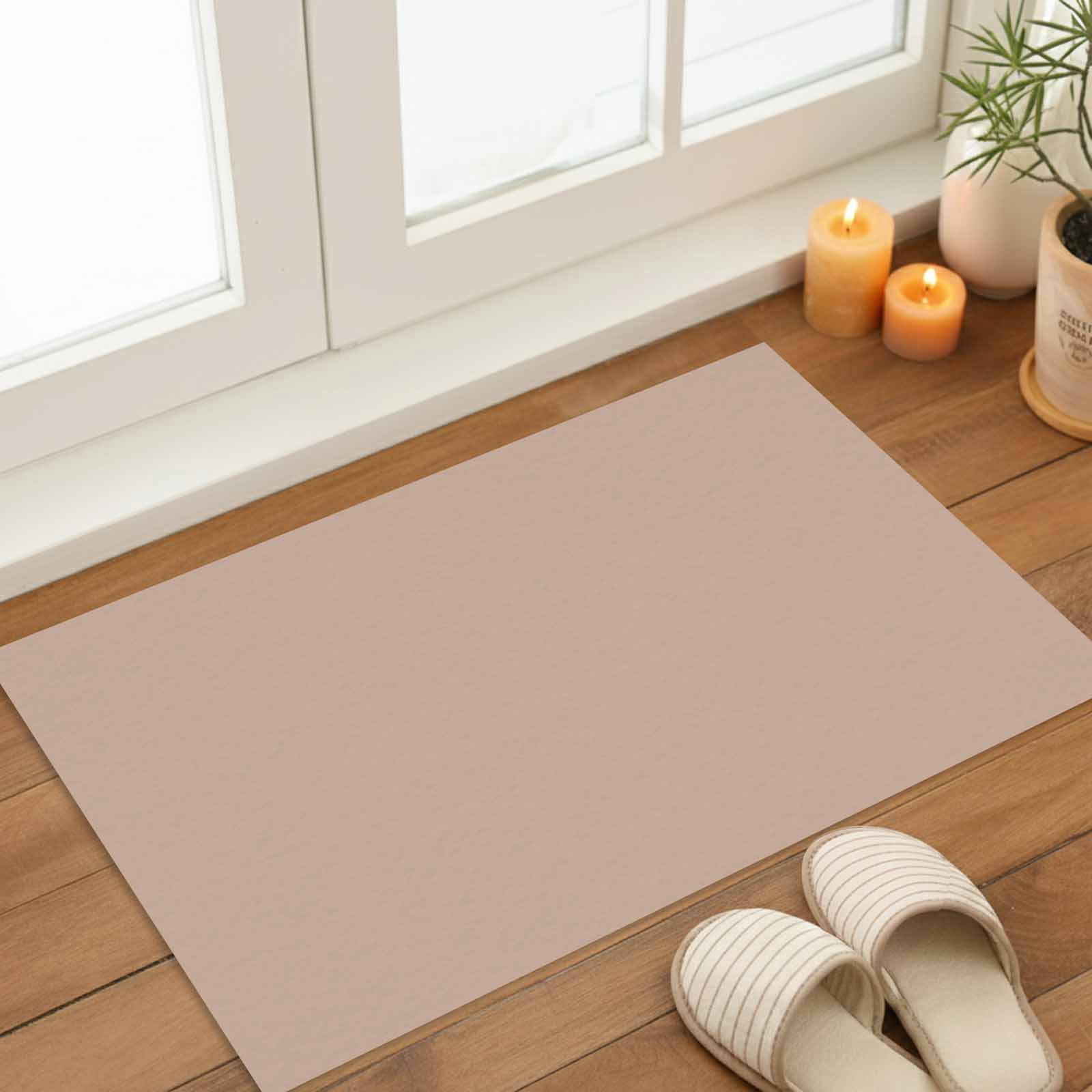 Brown Indoor Door Mat - 16"x24", Non-Slip Welcome Mat for Outdoor, Farmhouse Solid Brown Color Modern Art Front Doormat for Entry, Low-Profile Doormat Entrance Rug for Kitchen/Bathroom