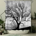 thumbnail image 3 of Tree Shower Curtain Black and White Shower Curtain Bathroom Decor Polyester Fabric, 72x72inch, 3 of 5