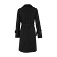 thumbnail image 3 of WCMZJ Women's Double Breasted Trench Coats Mid-Length Belted Overcoat Long Dress Jacket with Pockets Classic Lapel Outerwear Coat Black XL, 3 of 4