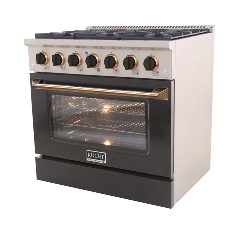 Pemberly Row 36" 5.2 cu. ft. Dual Fuel Range Propane Gas in Gold Handle