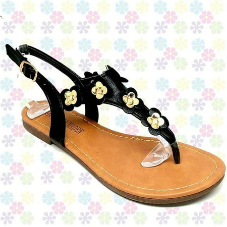 

Funky Gold Flowers Flip-Flop Thong Flat Sandals