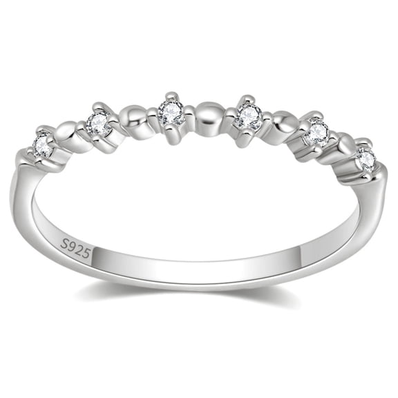 Elara Half Eternity Ring for Women Sterling Silver CZ Anniversary Weding Band Stackable by Ginger Lyne
