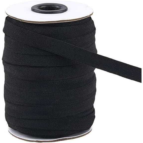 Black Satin Elastic Band Roll 36Ydx0.43In Sewing Stretchy Ribbon Polyester Soft Flat Elasticity Cord Trim Fold Hair Tie Waistband Knit Spool for Diy Crafts Headbands Clothes Pants Accessories 1roll