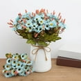thumbnail image 2 of Hvmvliv Artificial Flowers Simulated Bouquet Fake Flowers Wedding Home Hotel Artificial Plants Flower Arrangement Decoration Props Ornaments Light Blue, 2 of 6