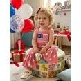thumbnail image 4 of BemeyourBBs Toddler Baby Girl 4th of July Outfit Independent Day Clothes Summer Romper Bell Bottoms Patriot Star Print American Flag Embroidered Spaghetti Strap Casual Jumpsuit Overalls, 4 of 9