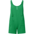 thumbnail image 3 of CheerKidz Short Jumpsuits for Women's Summer Solid Color Short Sleeved Neck Loose Fitting Seam Jumpsuit Casaul Shorts Outfits(Z03#Green,S), 3 of 6