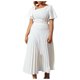thumbnail image 2 of Puntoco Vestido De Manga Corta Con Cuello En V, Cintura De Manga Corta, Vestido Plisado De Manga Corta Con Volantes, Blanco Xl, 2 of 6