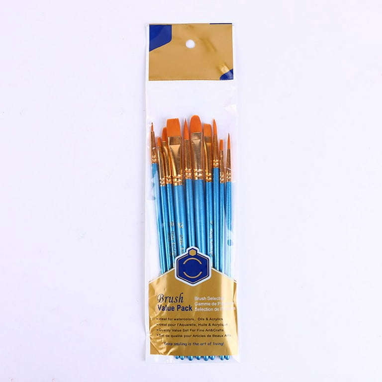 10pcs Nylon Soft Acrylic Oil Painting Brush Black Wooden Handle Watercolor Paint  Brush Set 