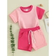 thumbnail image 3 of Hirigin Toddler Baby Girl Summer Clothes 6 9 12 18 Months 2T 3T Cotton Outfits Short Sleeve Contrast T-Shirts Tops Shorts Sets, 3 of 8