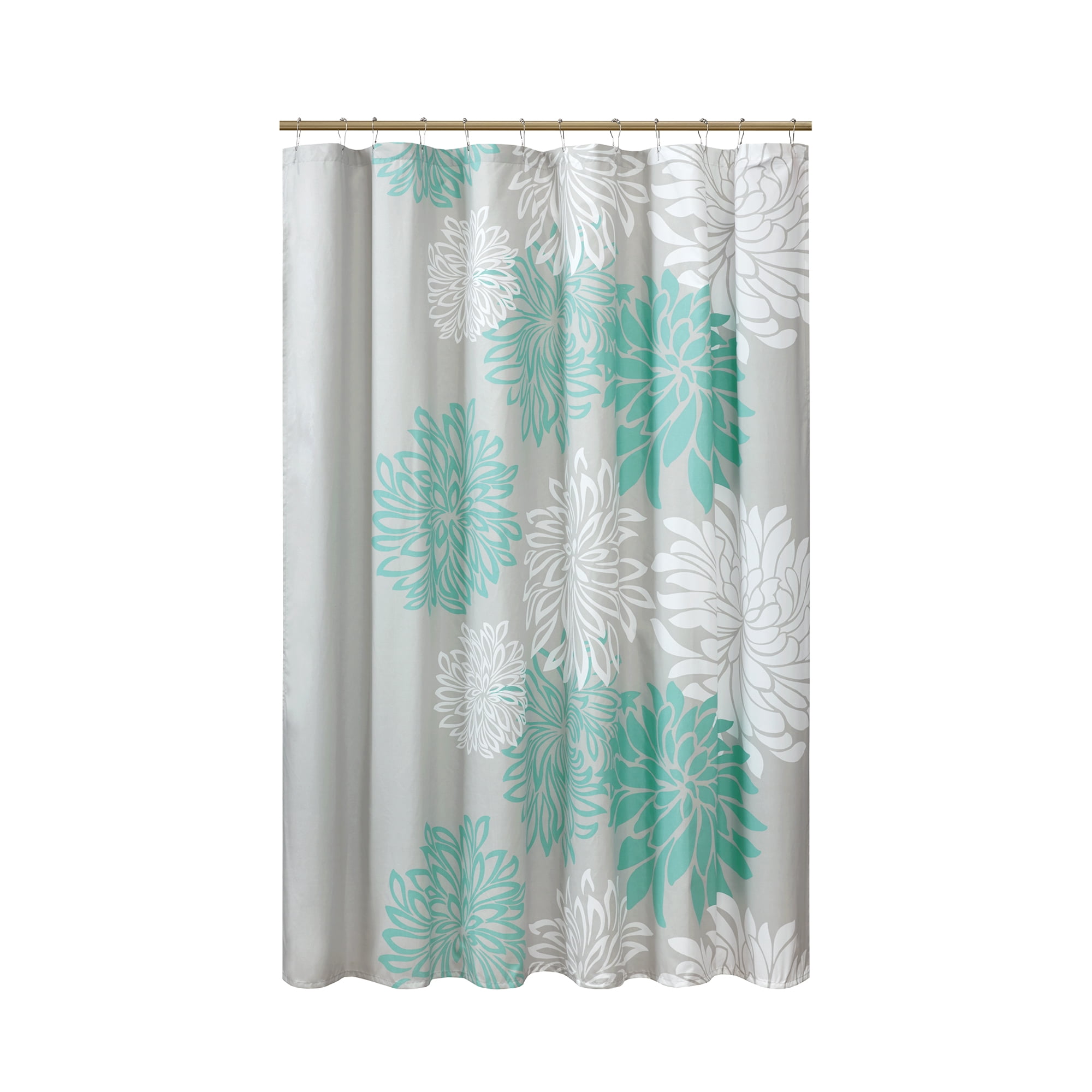 Comfort Spaces Floral Shower Curtain, Modern, Aqua, 72" x 72"