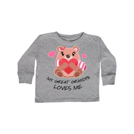 

Inktastic My Great Grandpa Loves me- bear and hearts Gift Toddler Boy or Toddler Girl Long Sleeve T-Shirt