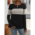 thumbnail image 6 of Anbech Women's Color Block Sweater Casual Long Sleeve Knit Tshirt Loose Pullover, 6 of 6