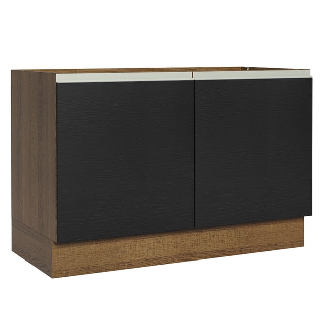 Madesa Gabinete Bajo de Cocina para Fregadero 120 x 60 cm 2 Puertas (Sin Encimera) Glamy Rústico/Negro