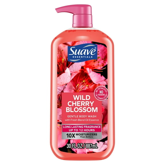 Suave Essentials Gentle Liquid Body Wash, Wild Cherry Blossom, 30 oz