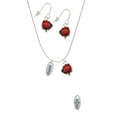 thumbnail image 2 of Delight Jewelry Silvertone Healing Oval with Cutout Heart Red Lucky Ladybug Necklace and Dangle Earrings Set, 2 of 6