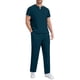 thumbnail image 3 of Ceisia Men's Solid Color Medical Scrubs Set V-Neck Short Sleeve Top Multi-Pocket Cargo Pants for Healthcare Workers Green M Gifts, 3 of 8