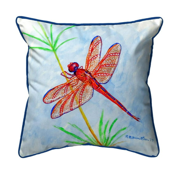 Betsy Drake Interiors Red DragonFly Large Pillow 18x18