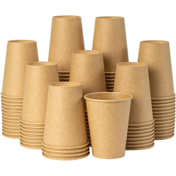 Disposable coffee cups, purchase products 12-ounce coffee cups, kraft paper cups, hot cups unbleached for home, store, cafe, office