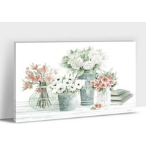 Farmhouse Wall Art Plant Flower Pictures Wall Art Modern Farmhouse Bathroom Wall Decor White Flower Canvas Print Still life with Vase Painting Framed Artwork for Rustic Home Wall Decor 12x18 Inch