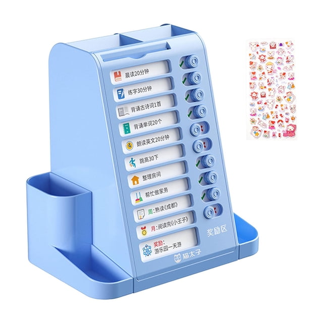 Organizador de escritorio 2 en 1 para bolígrafos, ligero, de gran capacidad y duradero. Azul