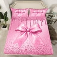 thumbnail image 2 of Manfei Sequin Print Bed Sheets Twin, Princess Bowknot Twin Sheet Sets, Light Pink Bedding Sets Twin Size, Breathable Bedroom Decoration, 3-Piece, 2 of 7