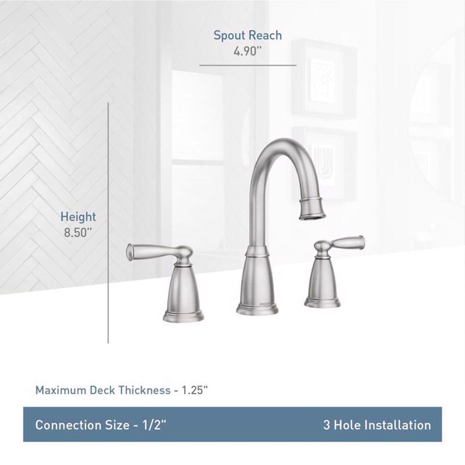 Moen Banbury Brushed Nickel Two-Handle Bathroom Sink Faucet 8 in.