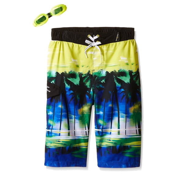 Little & Big Boys Tropical Swim Trunks Board Shorts Small-4