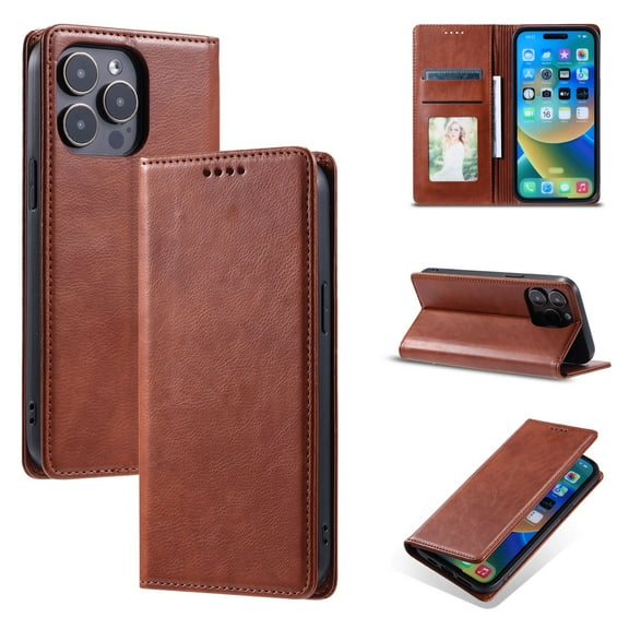 TECH CIRCLE Case For iPhone XS Max Case, Slim PU Leather Flip Folio Case Card Holders Kickstand Magnetic Shockproof Protective TPU Inner Wallet Cover for Apple iPhone XS Max 6.5" 2018,Brown
