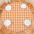 thumbnail image 2 of Orange and White Diamond Pattern Round Fitted Tablecloth with Elastic Edge,Dining Table Cover Waterproof,Outdoor Round Tablecloth for Camping,Dining,Indoor and Outdoor, 2 of 7