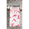 thumbnail image 3 of Ambesonne Yoga Quilted Bedspread Set 2 Pcs, Pink Silhouettes Flexing, Twin Size, Pink White, 3 of 3