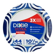 Dixie Ultra, Large Paper DHF10Plates, 10 Inch, 44 Count, 3X Stronger*, Heavy Duty, Microwave-Safe, Soak-Proof, Cut Resistant, Disposable Plates For Heavy, Messy Meals