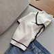 thumbnail image 3 of Camisa de punto Mujer Verano Camiseta de manga corta con solapa Top de bloque de color informal seitruly AP001496-00B, 3 of 7