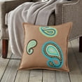 thumbnail image 2 of Greendale Home Fashions 20" x 20" Aqua and Green Paisley Applique Burlap Decorative Pillow, 2 of 4