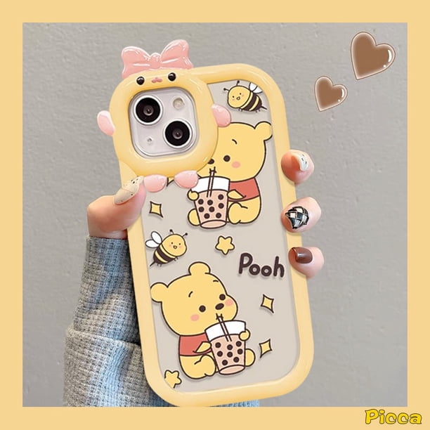 Estuche Con Lente 3D Bowknot Little Monster Redmi A1 + 10C 10A A1 9T 10 9C 9 9A POCO M3 X3 Pro NFC Note 11s 10s 11 + 9 8 10 Mi 11 Lite Cartoon Cute Bear Winnie the Pooh Funda Blanda