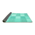 thumbnail image 2 of Ahgly Company Indoor Round Checkered Turquoise Blue Modern Area Rugs, 4' Round, 2 of 4
