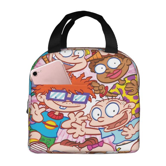 Cartoon Rugrats Lunch Bag Pink Cactus Reusable Lunch Tote Insulated Cooler Lunch Box Handbag For School Office Picnic Travel Gifts