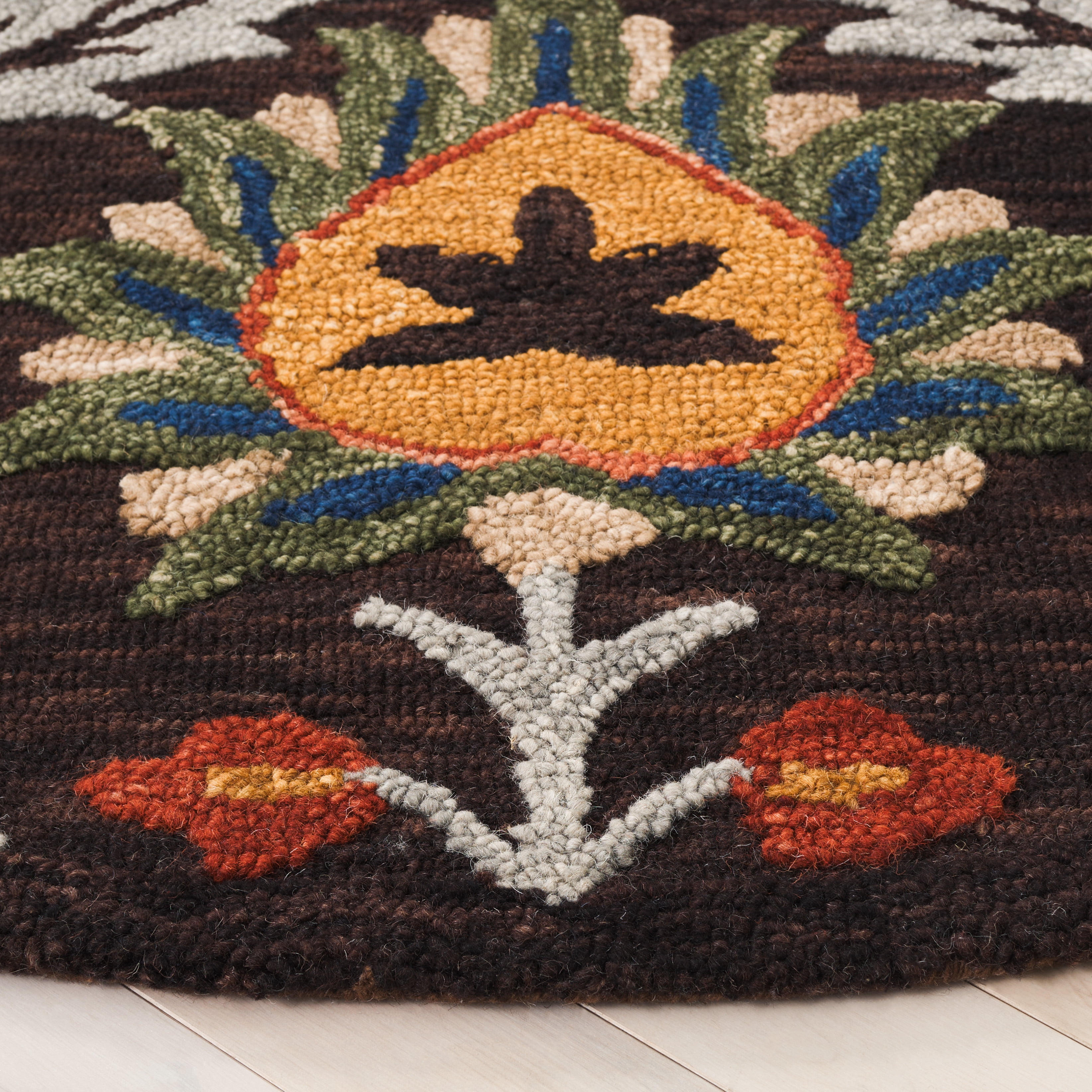 SAFAVIEH Blossom Auran Floral Area Rug, Brown/Orange, 6' x 6' Round