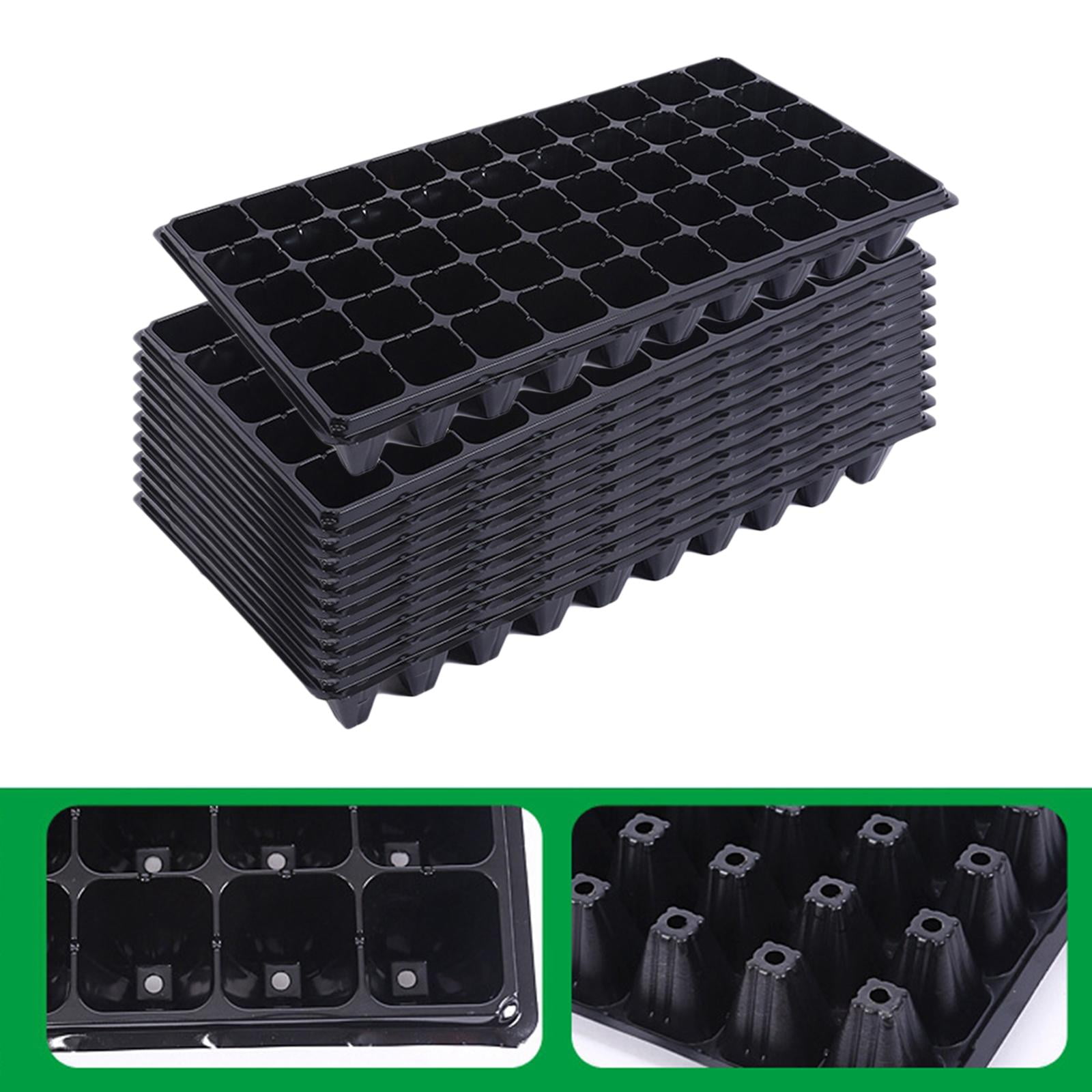 10x Thick Seedling Trays Seedling Starter Trays Black Durable Reusable 50 Holes Pet Plant Trays for Seedling Planting Trays 80g