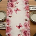 thumbnail image 5 of Table Runners 70 Inches Long Dress Scarves, Pink Roses Farmhouse Coffee/Dining/Kitchen Table Decor, Holiday Table Runner, Spring Floral Elegant Pastoral Butterfly Retro 13x70 Inch, 5 of 9